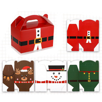 Weihnachten behandeln Boxen, 4 Designs niedlichen Stil Santa Elf Schneemann Elch Lebkuchen Weihnachten Pappkartons mit Griffen