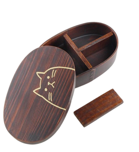 Dark <b>Brown</b> Custom made Bento Wooden <b>Storage</b> <b>Box</b> with Lid Oval Shape Spice Chapati and Dry Fruit Container for Kitchen - Product Image 1