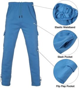 Ensemble de survêtement unisexe bleu à capuche avec fermeture éclair intégrale, couleur unie, décontracté, athlétique, 100 % coton, poids moyen, respirant, pour adulte, collection automne - Product Image 4