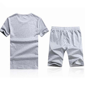 High Quality Men's Breathable Plus Size Summer T-Shirt and Shorts Set Polyester/Cotton Blend Customizable Casual Streetwear - Product Image 2