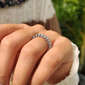 Anillo de Compromiso Clásico Solitario de Oro Blanco Sólido de 14K/18K con Diamante Cultivado en Laboratorio de Corte Brillante VVS, Anillo de Eternidad para Boda - Product Image 2