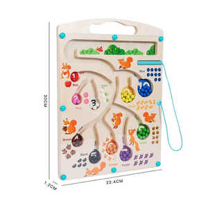 Juego de alimentación de ardilla magnética educativa de madera Wudly, juguete interactivo de aprendizaje de colores y números - Product Image 3