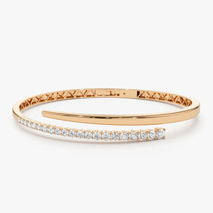 Yellow 14K Gold Graduated Lab Grown Round Brilliant Cut Filled Diamond Luxury Open <b>Bangle</b> <b>Bracelet</b> - Product Image 5