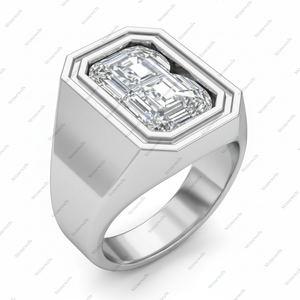 Luxury B <b>Initial</b> Signet <b>Ring</b> Sparkling Diamond Inlay Personalized Men's Statement Jewelry Custom Letter Design Fashion Gift - Product Image 2