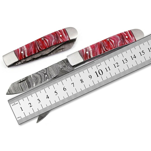 Nuevo Cuchillo Plegable de Doble Hoja de Acero Damasco Inoxidable, Cuchillo de Bolsillo Portátil de Alta Calidad para Acampar al Aire Libre, Cuchillo para Frutas, DIY OE - Product Image 6