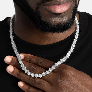 Collier tennis de luxe en moissanite en forme de grappe de fleurs, couleur D, pureté VVS1, en argent sterling 925, chaîne hip-hop - Product Image 2