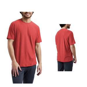 Camiseta Personalizada para Hombre, Cuello Redondo, Manga Corta, Algodón Rojo Brillante, Casual, Transpirable, Suave, Ligera, Estilo Urbano, Verano - Product Image 1