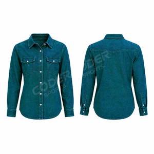 Chemise en jean pour femme à manches longues, boutonnée, décontractée, ample et douce, idéale pour le quotidien et les tenues féminines saisonnières - Product Image 4