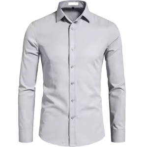 Chemise habillée homme blanche 100 % coton popeline style italien respirante à manches longues col rabattu formelle infroissable couleur unie - Product Image 6