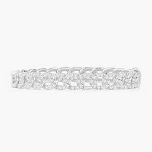 Pave Diamond Chain Link Bangle 14K 18K <b>Solid</b> Gold Round Cut Lab Grown Everyday Wear Luxury Classic Double Lock Unisex <b>Bracelets</b> - Product Image 3