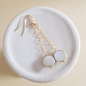 Pendientes Colgantes con Forma de Moneda de Piedra Lunar Arcoíris, con Destello Blanco, Gema Natural, Chapados en Oro Rosa, Joyería Hecha a Mano para Mujer - Product Image 6