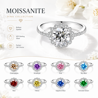 1 Karat Blumen-Halo-Moissanit-Ring in 8 Farben, 925er Silber, Blumencluster, gedrehtes Band, eleganter Braut-Jubiläums-Luxusschmuck für Sie