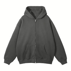 Sweat-shirts en coton épais pour hommes et femmes, coupe oversize, à fermeture éclair, style vintage, avec impression en relief personnalisée - Product Image 3