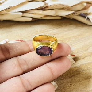 Market Favorite Bohemian Amethyst <b>Rings</b> Minimalist Brass Band <b>Women</b> 18k Gold Plated Chunky <b>Signet</b> Cocktail <b>Ring</b> Third Party - Product Image 2