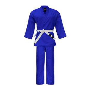 Uniforme de Karate Azul para Adultos, 100% Algodón, Duradero, Corte Regular, Unisex, Conjunto de Ropa de Artes Marciales, Cinturón Blanco Incluido - Product Image 1
