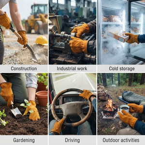 Leather Work <b>Gloves</b> Full Smooth Texture Durable Anti-Slip Straight Cuff General Purpose Safety <b>Gloves</b> - Product Image 4