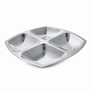 Plateau à collation en acier inoxydable écologique de luxe avec 4 compartiments, plaque en émail de couleur créative, articles de serveur pour bonbons aux fruits secs - Product Image 1