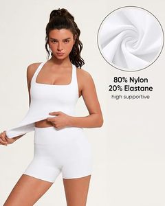 เสื้อกล้ามโยคะแบบ Racerback สีขาวล้วนไร้ตะเข็บ ทรงสูง กระชับรูปร่าง เหมาะสำหรับออกกำลังกาย - Product Image 3