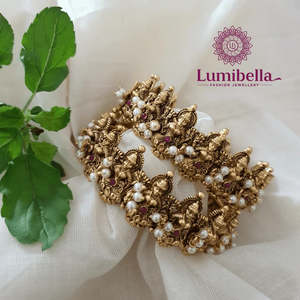 Temple Matte Gold Kada Bangles 2x6 Cultural Collectible Jewelry - Product Image 2
