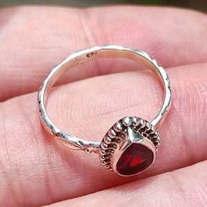 Garnet <b>Ring</b> 925 Sterling <b>Silver</b> Handmade Boho <b>Statement</b> Promise <b>Ring</b> for Women Red Pear Shape Gemstone January Birthstone Month - Product Image 4
