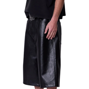 กางเกงขาสั้นหนังทรงหลวมคุณภาพสูงสำหรับผู้หญิงผู้ชาย พิมพ์ลายตัวอักษร เนื้อผ้านุ่ม ปรับแต่งได้ ดีไซน์เรียบง่าย ทันสมัย เหมาะสำหรับใส่ในชีวิตประจำวัน - Product Image 1