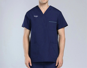 Unisex V-Neck Scrub Suits Quick Dry Cotton Spandex Hot Selling OEM <b>Nursing</b> Scrub Sets Customized Logo Medical Hospital Uniforms - Product Image 6