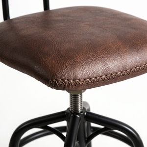 Industrial Vintage Leather <b>Bar</b> <b>Stools</b> Swivel Metal Frame <b>Adjustable</b> High Chair For Restaurant Cafe And Kitchen Island - Product Image 5