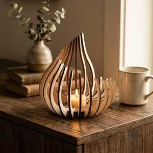 Natural Wooden <b>Tealight</b> <b>Candle</b> Holder Handmade Rustic Heat Resistant <b>Candle</b> Stand Decorative Accent for Living Room Bedroom - Product Image 3
