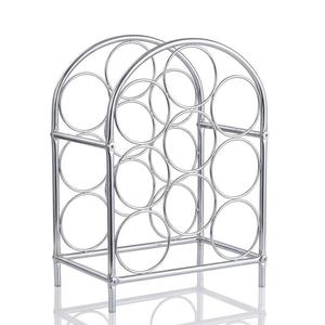 Porte-bouteilles vintage de style français en métal galvanisé pour 6 bouteilles avec poignée en bois, casier à vin rustique en fil de fer, chariot de rangement de cuisine - Product Image 6