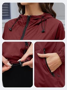 Veste coupe-vent zippée pour femme, décontractée, printemps, couleur unie, col rabattu, polyester, coupe régulière, légère et fine - Product Image 2
