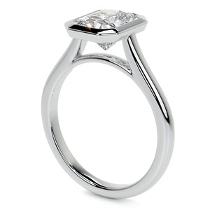 Luxury Radiant Cut Moissanite Bezel <b>Set</b> Engagement <b>Ring</b> 10K Solid White Gold Minimalist Solitaire <b>Ring</b> For <b>Women</b> - Product Image 4
