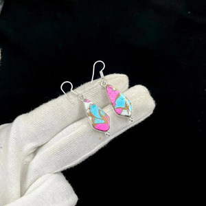 Pendientes Colgantes de Plata con Forma de Cometa en Rosa Azul Caramelo, Estilo Vintage, para Mujer, Joyería de Moda, Plata de Ley 925 - Product Image 1