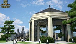 Classic Round Garden Pavilion With Stained Glass Dome Cast Iron <b>Frame</b> White Weather Resistant Outdoor Structure - Product Image 3