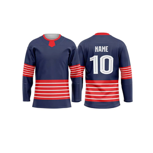 Maillot de hockey sur glace personnalisé en polyester/coton, sublimation intégrale, grandes tailles, motif uni, toutes saisons, emballage OEM - Product Image 1