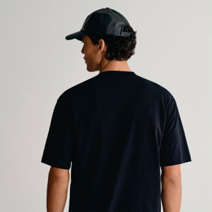 Camiseta de Algodón Azul Marino para Hombre, Corte Regular, Cuello Redondo, Manga Corta, Informal, Color Sólido, Tejido de Punto Liso - Product Image 4