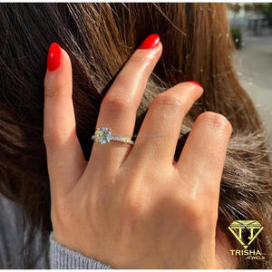 925 <b>Sterling</b> <b>Silver</b> Moissanite Diamond Round Center <b>Ring</b> With Brilliant Stone <b>Band</b> Elegant Luxury Engagement Jewelry - Product Image 5
