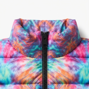 Chaqueta Acolchada Unisex con Estampado Tie Dye, Cuello Alto, Cierre de Cremallera, Resistente al Viento, Chaqueta Casual de Invierno, Corte Regular, Relleno de Poliéster - Product Image 3