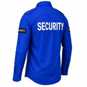Chemise d'uniforme de gardien de sécurité à manches longues, bleue, en polyester et coton, pour hommes, toutes saisons, vêtements de travail, uniforme de bureau, chemises à manches longues - Product Image 4