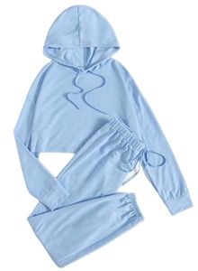 Ensemble 2 pièces hiver femme à manches longues sweat à capuche Vestidos motif solide tissu tricoté Collection Sport décontracté du Bangladesh - Product Image 2