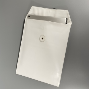 Castello Handmade Genuine Leather Large Size Soft String Closure <b>Wallet</b> Envelope Shape File Portfolio for Office School White - Product Image 4