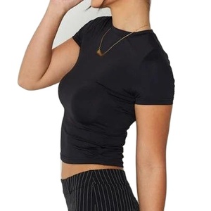 Hot Selling Women Streetwear Baby Tee Custom Logo Slim Fit Cotton T Shirt Short Sleeve Casual Y2K Fashion <b>Top</b> - Product Image 1