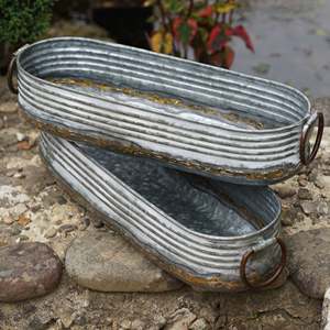 Top Selling Galvanized Metal Antique Natural Finishing Outdoor <b>Plants</b> Care Decorative Planters Oval <b>Large</b> Pots - Product Image 5