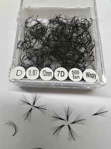 Extensions de cils individuels préfabriqués à base pointue, effet wispy, volume fait main, noir naturel DD pour faux vison, marque privée - Product Image 6