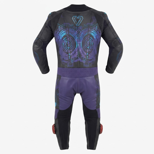 Combinaison de course professionnelle sur mesure pour homme en cuir de vachette/crocodile avec protection de niveau 2 - Product Image 2