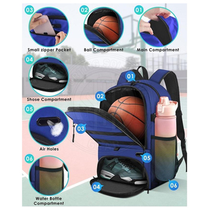 Sacs de football en tissu résistant à l'eau avec fermeture éclair sécurisée et intérieur spacieux - Product Image 3