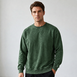 Sweat-shirt à col rond pour homme, coupe classique, 100% coton tricoté, couleur unie, décontracté, style automne - Product Image 3
