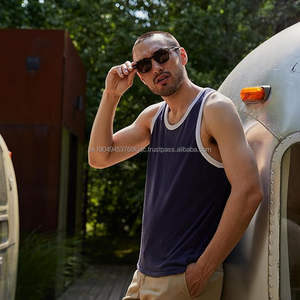 <b>Men's</b> High Quality Quick Dry Gym Tanktop Custom Solid Color Breathable Knitted <b>Top</b> with Button Embroidery Many Colors Available! - Product Image 4