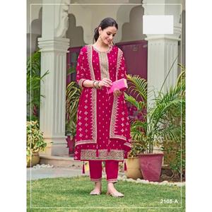 Ensemble Kurti et pantalon brodés de créateur avec dupatta, tenue ethnique pour fêtes et mariages, style traditionnel pour femmes - Product Image 1