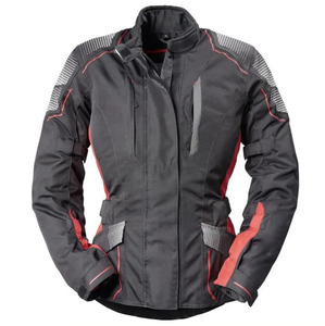 Women's Black Red <b>Motorcycle</b> Riding <b>Jacket</b> Full Sleeve Windproof All Seasons Adult <b>Jacket</b> - Product Image 1