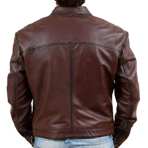 <b>Smart</b> Men's Vintage Style Motorcycle Leather <b>Jacket</b> Black Economy Biker with Breathable Lining and Pockets - Product Image 3